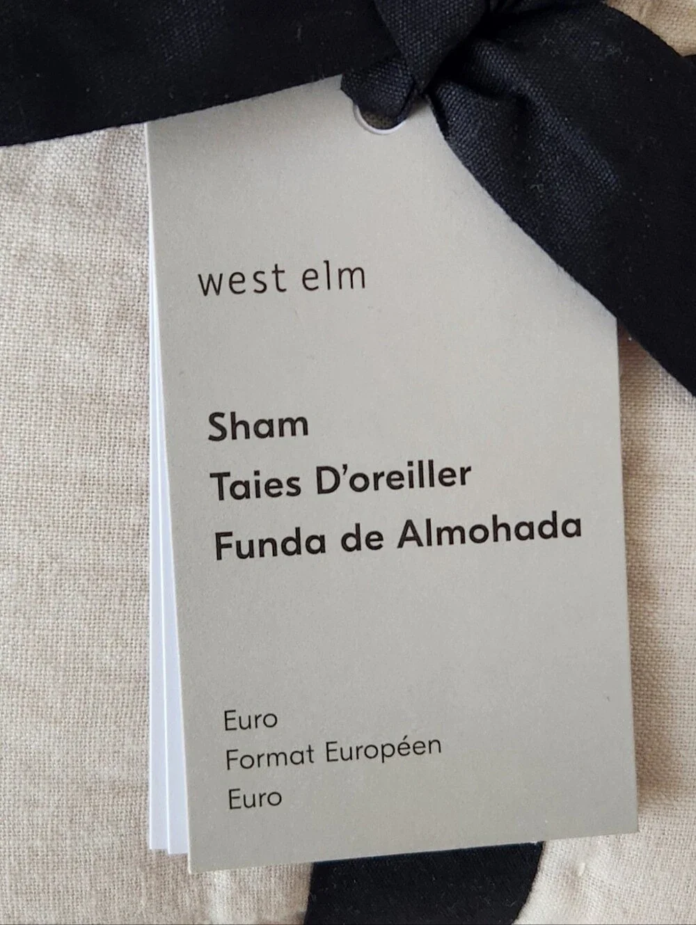 1x West Elm Euro Sham - European Flax Linen Cotton Pick Stitch - New NWT